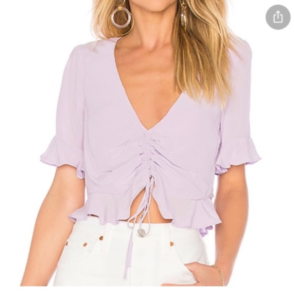 L’ACADEMIE Lucia purple cinch blouse size XS